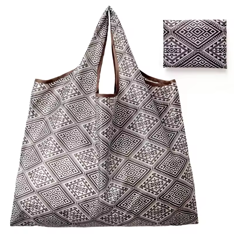 BIG Eco-Friendly Folding Shopping Bag Reusable Portable Shoulder Handbag for Travel Grocery Fashion Pocket Tote - Image 7