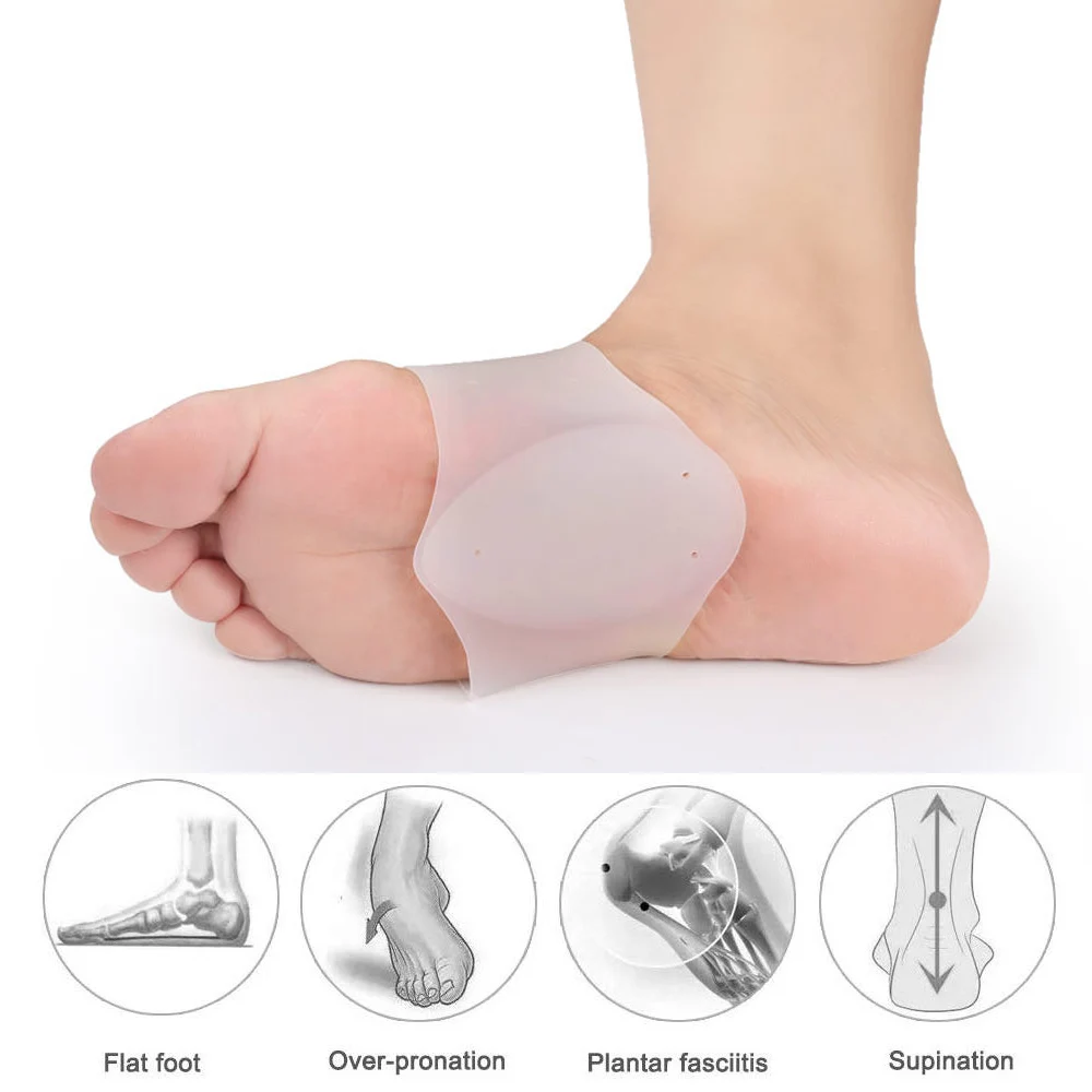 Tcare 1Pair Arch Support Brace - Non-Slip Sole Foot Arch Support Plantar Fasciitis Heel Pain Aid Feet Care Absorb Shock Cushion