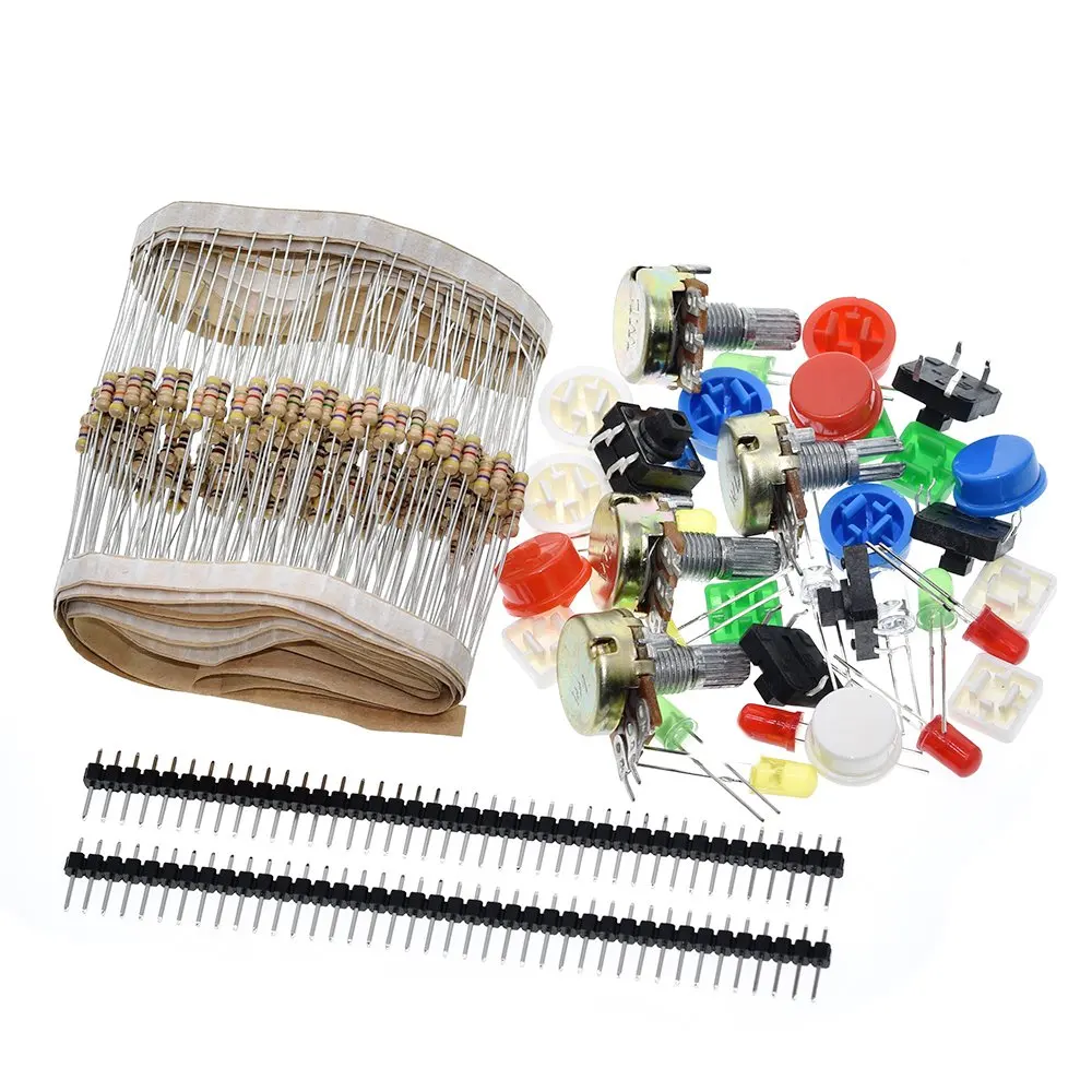 1 sets Handy Portable Resistor Kit for Arduino Starter Kit UNO R3 LED potentiometer tact switch pin header