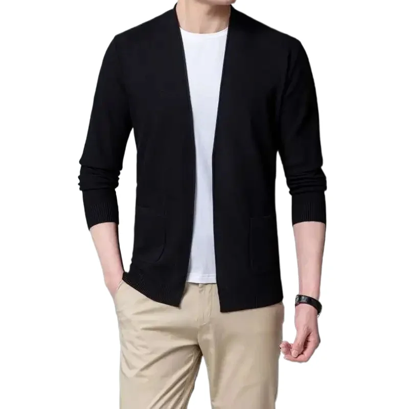 

Men's Knitted Sweater Slim Fit Cardigan Solid Color Sweater Jacket