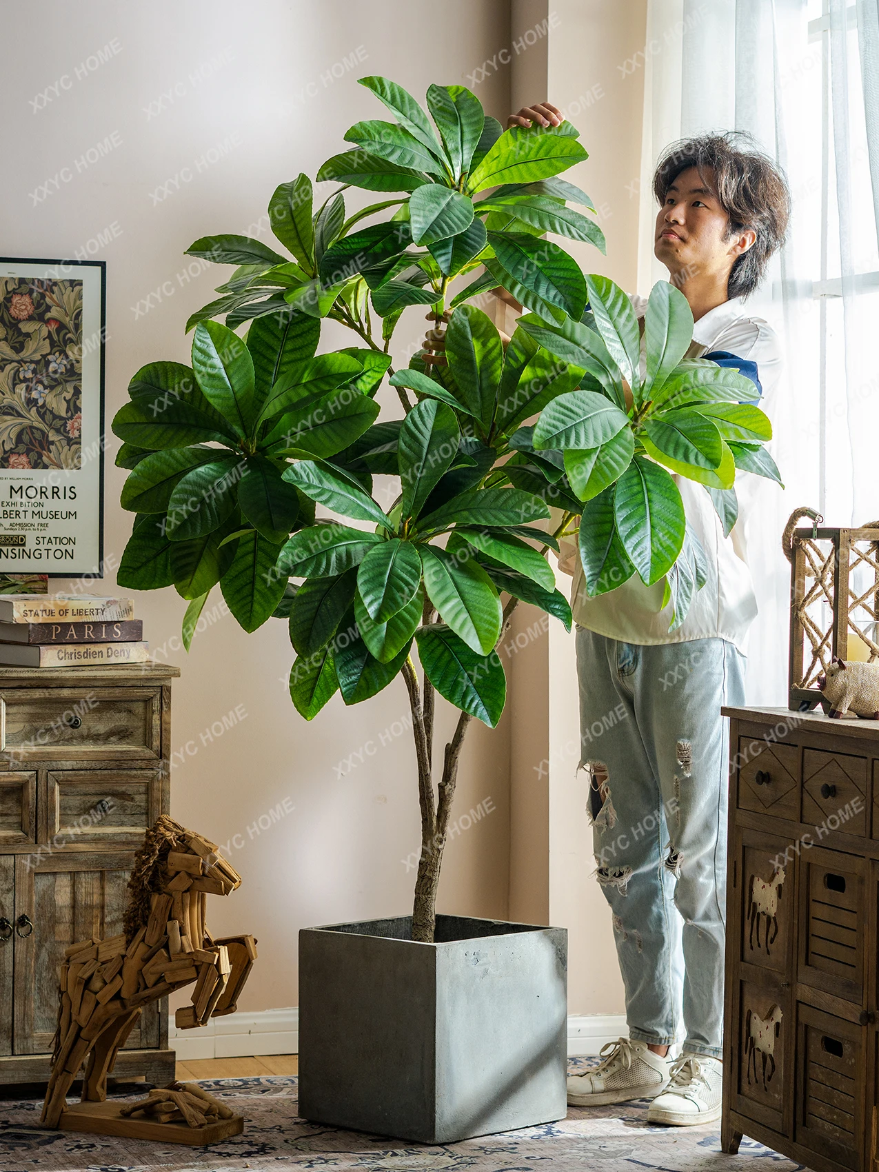 

Loquat Green Plant Fake Trees Decorative Indoor Bionic Magnolia Plant Landscape Bonsai