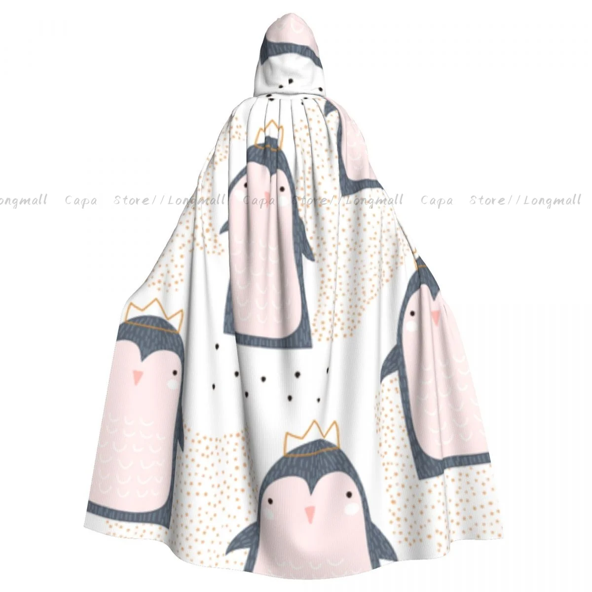 Adult Vampire Cape Hooded Robe Pastel Cartoon Animals From Antarctica Crowns Halloween Cloak Full Length Cosplay