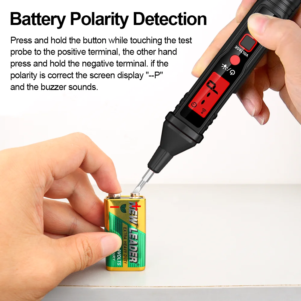 GVDA Non-contact AC Voltage Detector 12-300V Voltage Tester Electric Measuring Pen Backlight Display Flashlight Electrician Tool