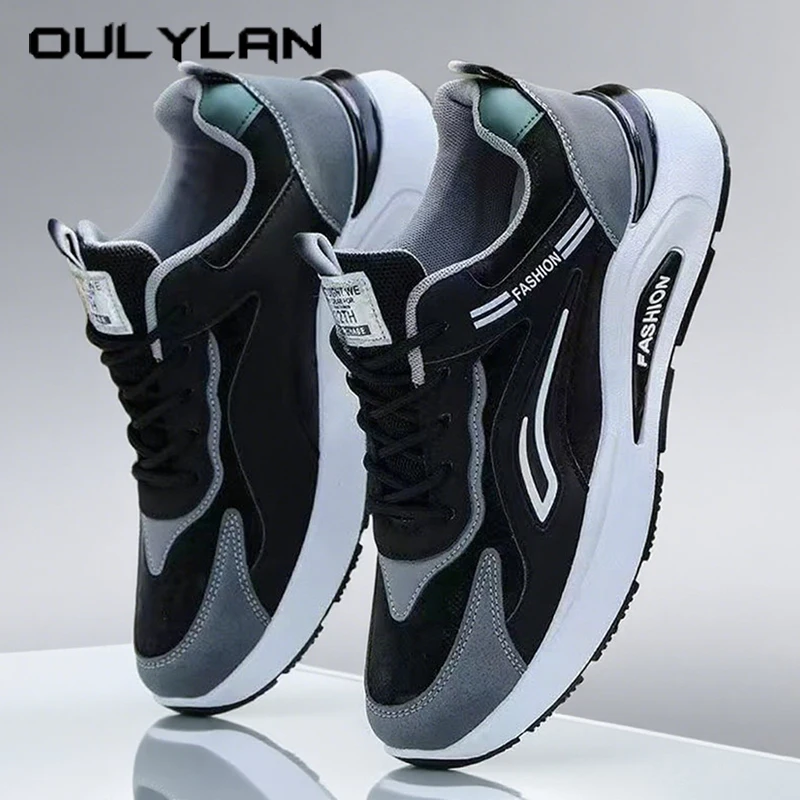 

Oulylan 2025 Autumn Non-slip Casual Shoes Wear Resistant PU Waterproof Running Footwear Versatile Lightweight Lace Up Sneakers