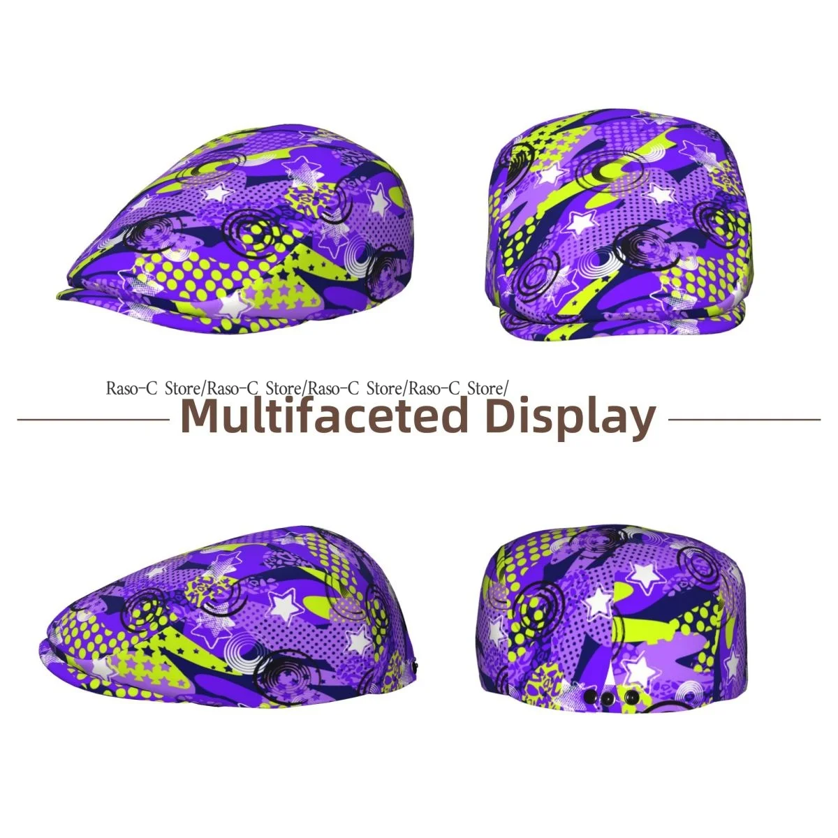 Spring Summer Adult Flat Cap Dots Geometric Figures Stripes Unisex Newsboy Ivy Cap Light Thin Forward Beret Outdoor Hat