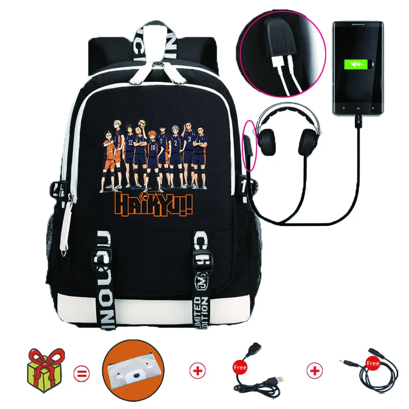 Anime Backpack Volleyball Junior Manga Schoolbag for Adults Waterproof Laptop Bag Large Capacity to Travel Daily Bookbags