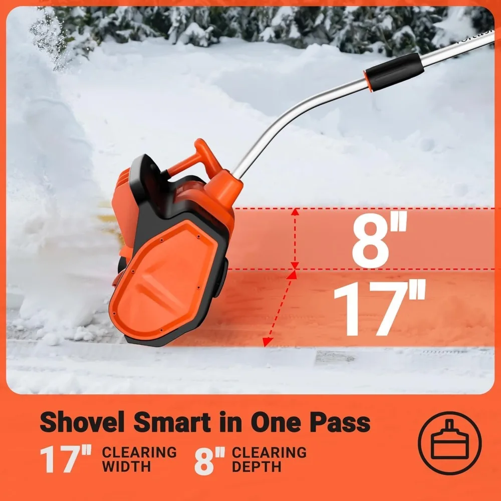 Cordless Snow Shovel, 48V | 17-Inch Battery Snow Blower with Directional Plate (2 * 24V Battery & Dual Quick Charger Included)