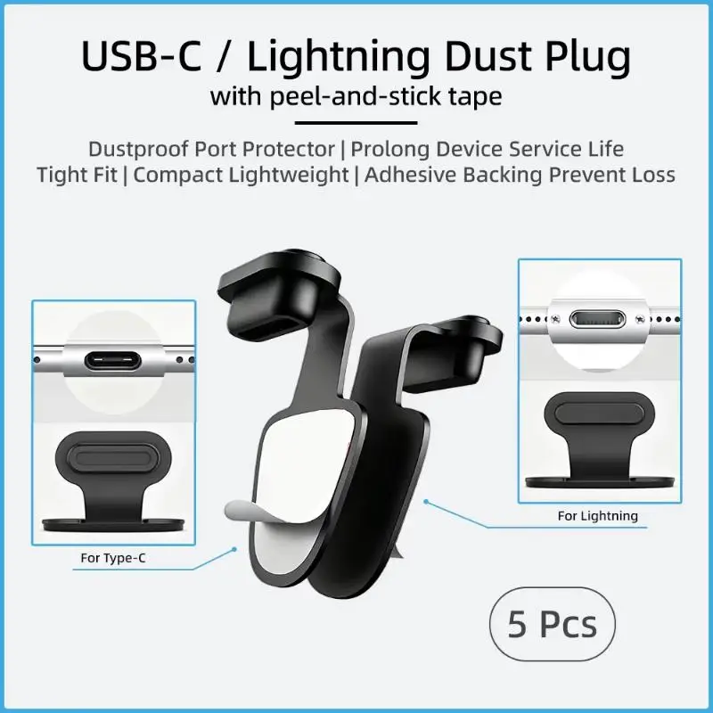 5 Stück USB-C-Staubstopfen, selbstklebende Abdeckung für den Ladeanschluss des Telefons, 5 Stück Schutz für Android – Detail 1