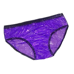 Clear Magic Purple PVC Porcha See Through Sheer Waterproof Pants Briefs Sexy Costume Low Waist Man Stage Show Dance