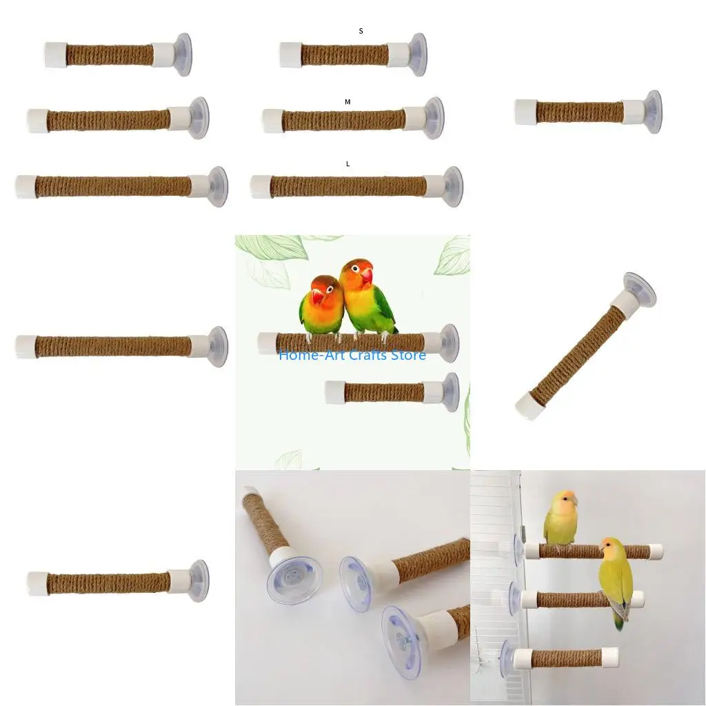 Y3NA Rod Swing Toy for Bird Perch Stand Grinding Scratchers Perch Suction Cup Molar Chew Toy for Parrots Parakeets Toy