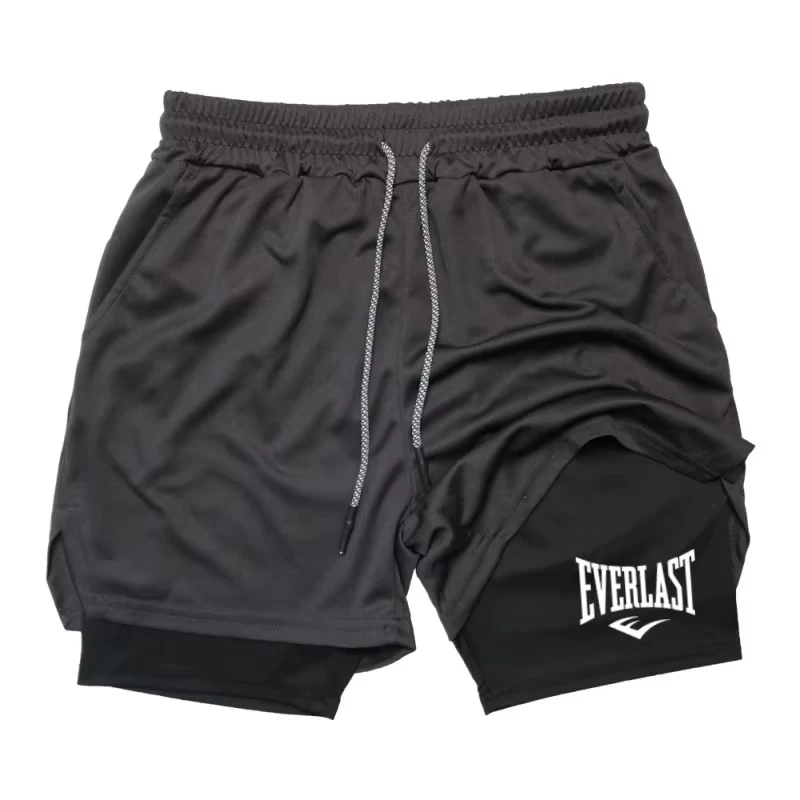 

2025 новые мужские и женские спортивные штаны с принтом EVERLAST, двухслойные быстросохнущие баскетбольные пляжные шорты для фитнеса с мышцами
