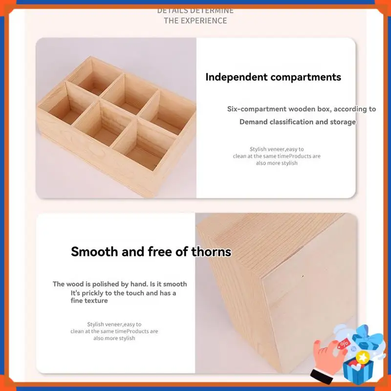 Compact Six-Compartment Wooden Desktop Organizer For Efficient Stationery Storage In Office And Kindergarten
