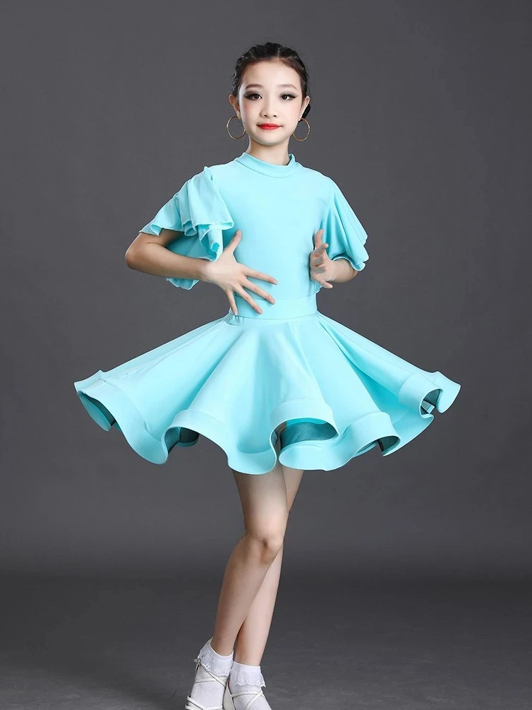 Vestido de baile latino profesional para niñas y niños, vestidos de baile de salón, Rumba Cha Samba, vestido de práctica, rendimiento Latino