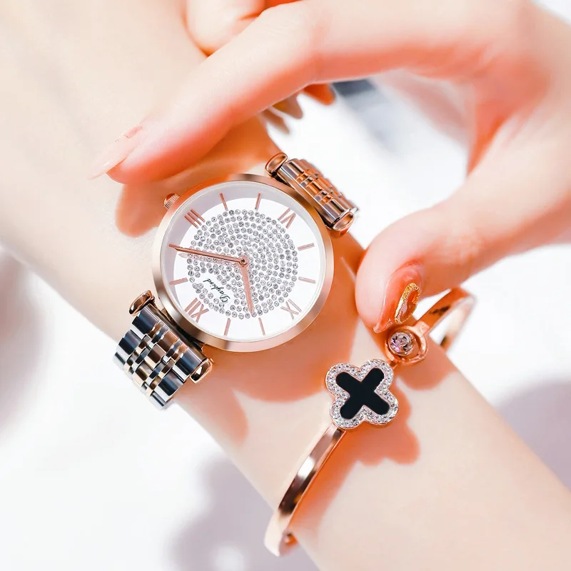Quartz Watch for Women Starry Sky Series with Miyota VJ20 Movement 32mm Diameter 7mm Thickness Inlaid with Czech Diamond 3ATM