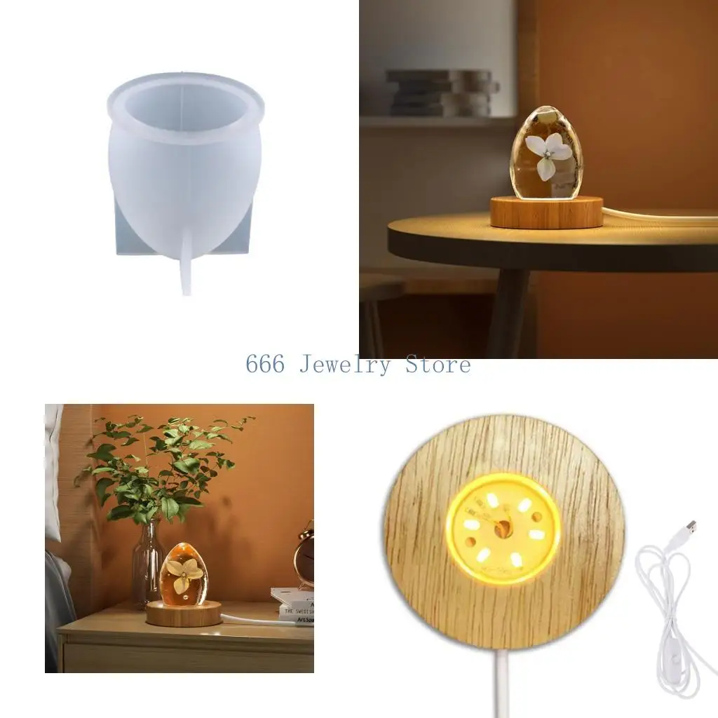 F2TD Egg Lamp Mold with USB Power Supply Base Bracket Suitable for Diy Table Art