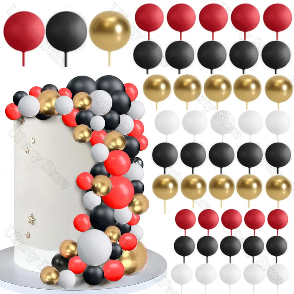 60 Stück rot blau schwarz Kugeln Kuchendeckel 2-4 cm Schaumstoffkugeln Kuchendekorationen für Spinne Geburtstag Abschlussfeier Kuchen Dekor Gastgeschenk – Detail 14
