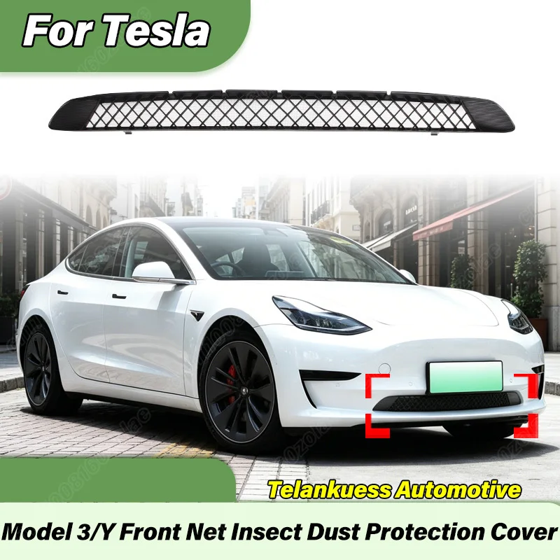 

For Tesla Model 3 Model Y Automobile Honeycomb Style Front Bumper Air Intake Grille Sports Racing Radiator Protective Cover