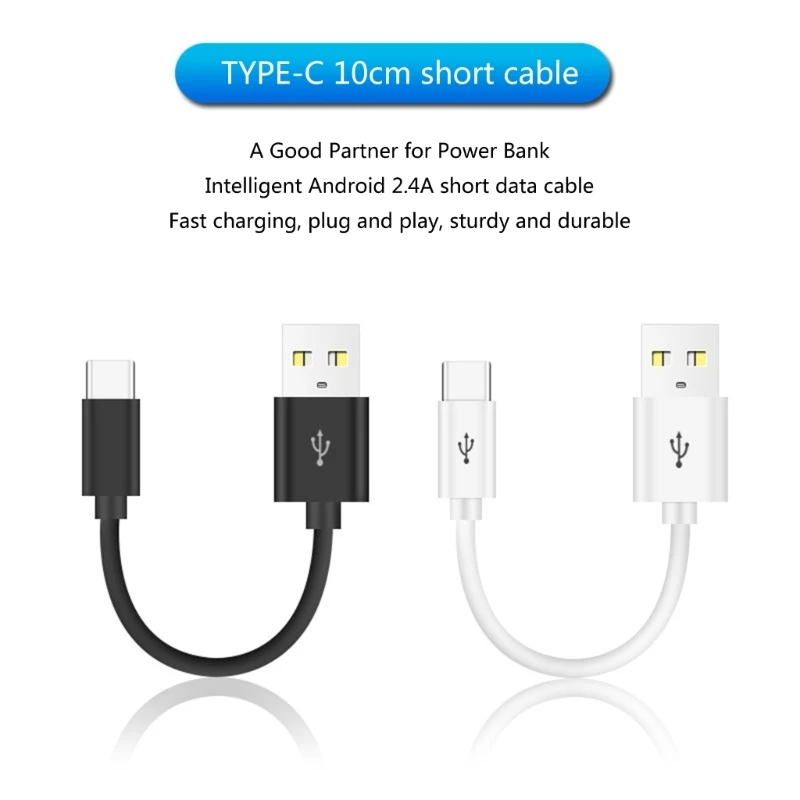 10cm Short USB to Type-C Cable High Speed Charging Cable Cord 480Mbps Data Transmission for Tablets Phone 15 Series Smartphone