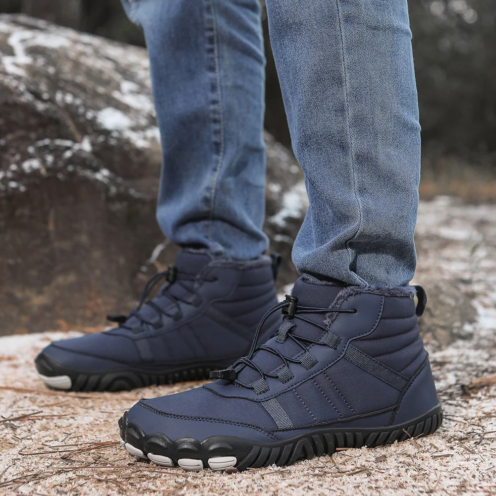 Botas de nieve descalzas, zapatos de Trekking al aire libre, botines de invierno informales con forro de piel, zapatillas térmicas ligeras para nieve para senderismo y escalada