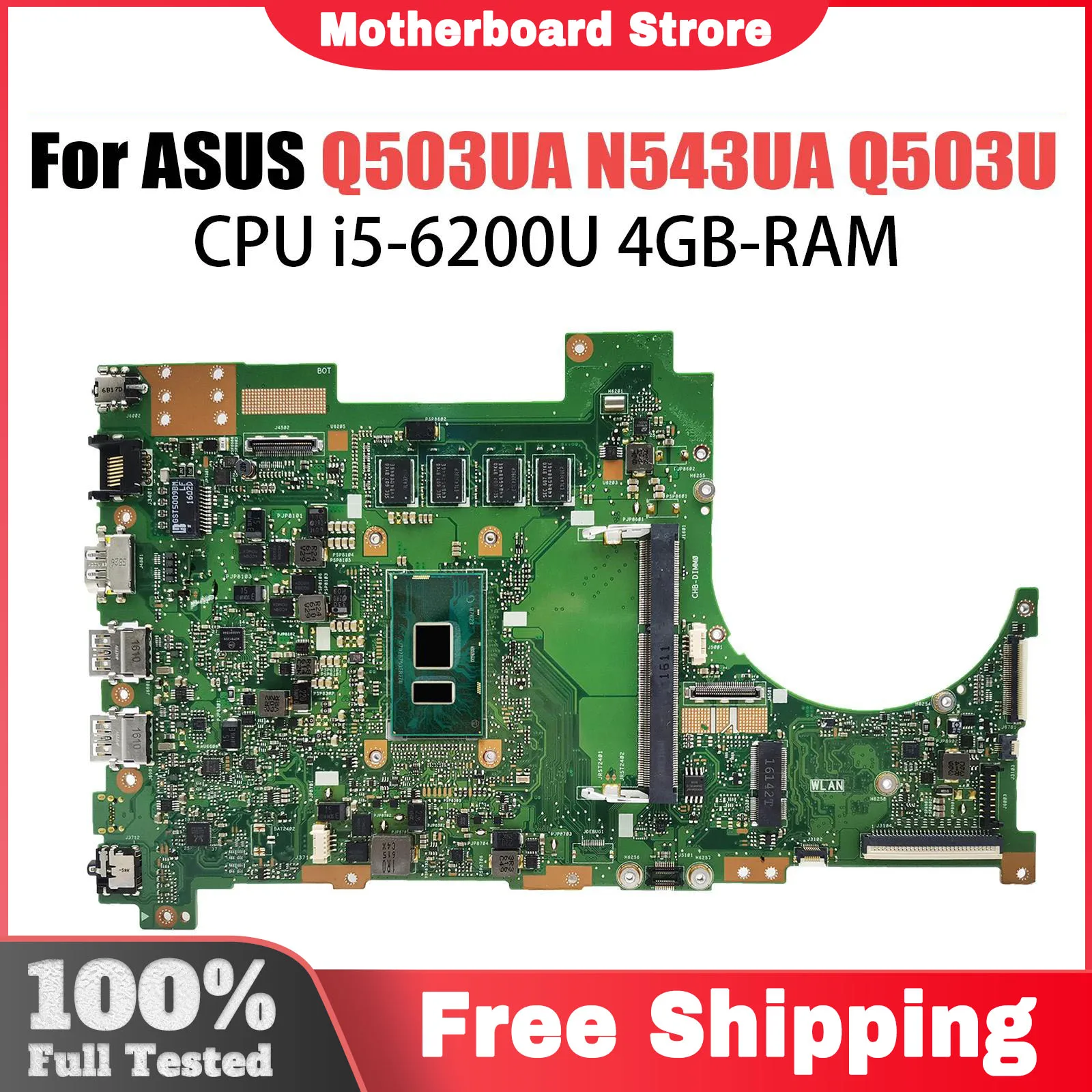 Q503UA Mainboard For ASUS Q503 N543UA N543U Q503U Laptop Motherboard i3 i5 i7 6th Gen RAM-4GB