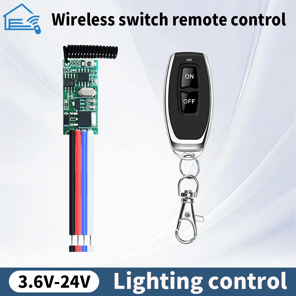 Universal Wireless Remote Control Switch 1 CH RF Relay Receiver LED Light Controller DIY Kit DC 3.7V 5V 12V 24V 433.92MHz