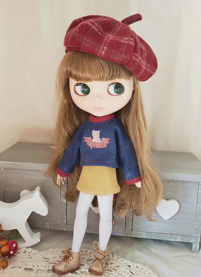 Blyth Doll Skirt Barbies Dress Doll Blyth Doll Student Clothes Shirt Denim skirt For Ymy Licca Azones Ob24 Ob27 Fr Doll