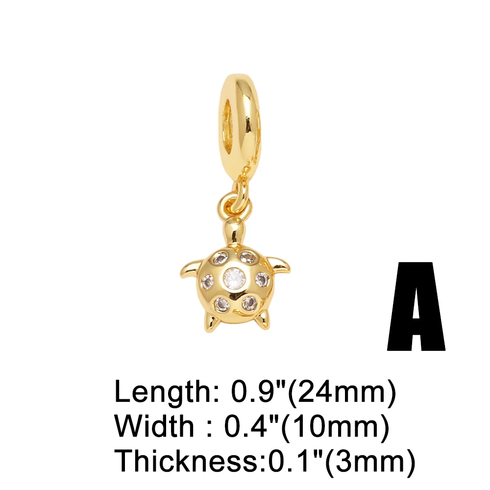 OCESRIO White Crystal Small Turtle Pendant for Necklaces Copper Gold Plated Elephant Sea Horse Jewelry Making Component pdtb677