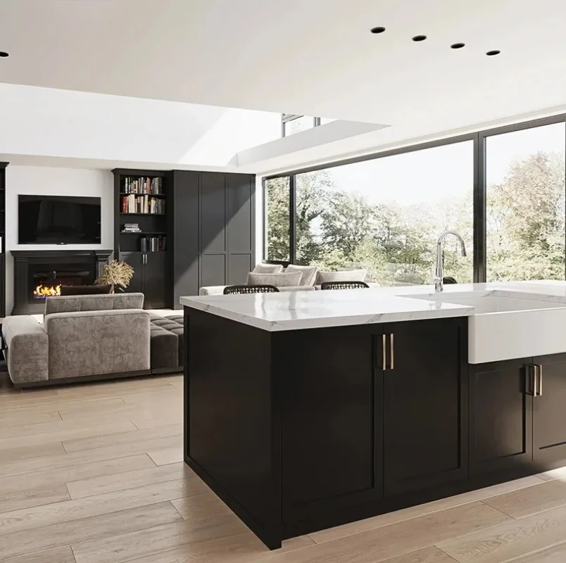 Desain Lemari Dapur Shaker Kustom, Furnitur Dapur Hitam, Lemari Dapur Rumah, Lemari Modern