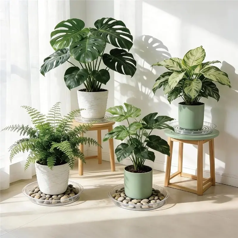 BAAR-For Plants& Flowers, 20 Pack Clear Plant Saucers(6/8/10/12 Inch)-Indoor/Outdoor, Plant Trays, Drip Tray, Pot Accessories