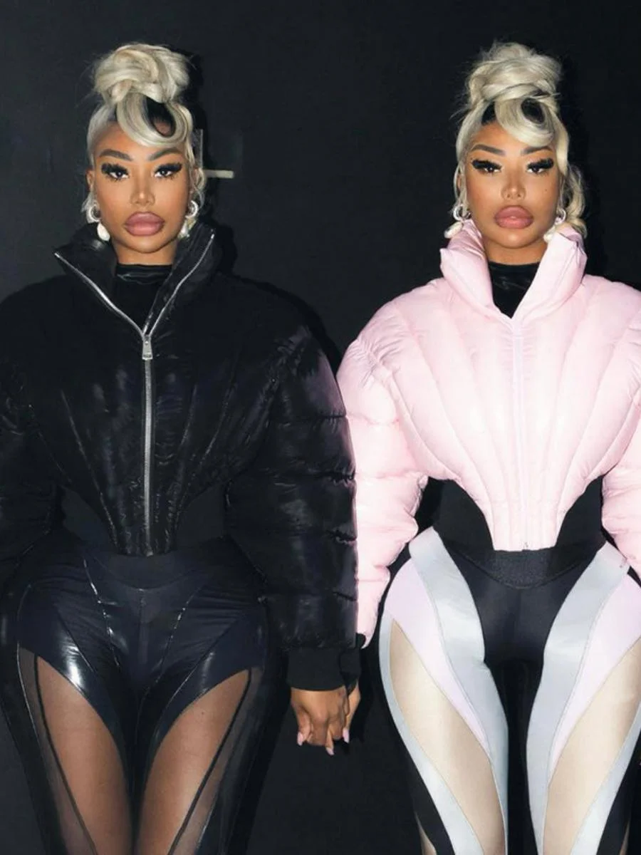 

Новая зимняя женская куртка Y23TP407 на молнии с длинными рукавами, повседневная, однотонная, приталенная, укороченная, хлопковая