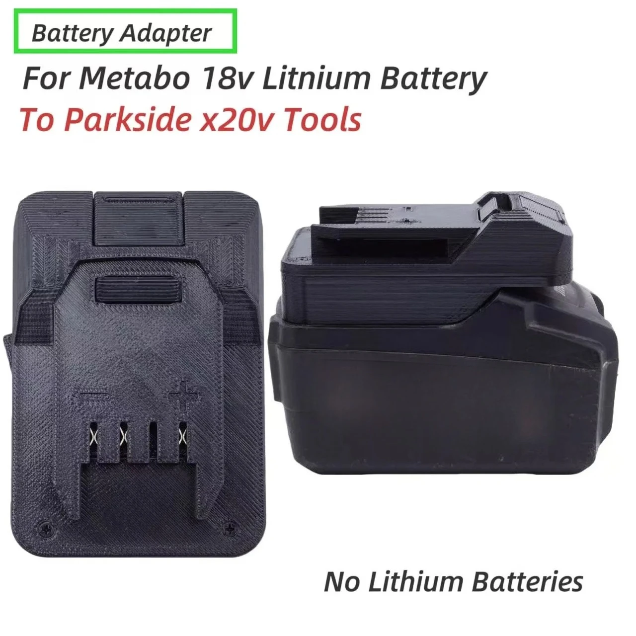 

Adapter For Metabo 18V Lithium Batteries Convert To Parkside Lidl x20v Tools Converter Use (without battery and tools)