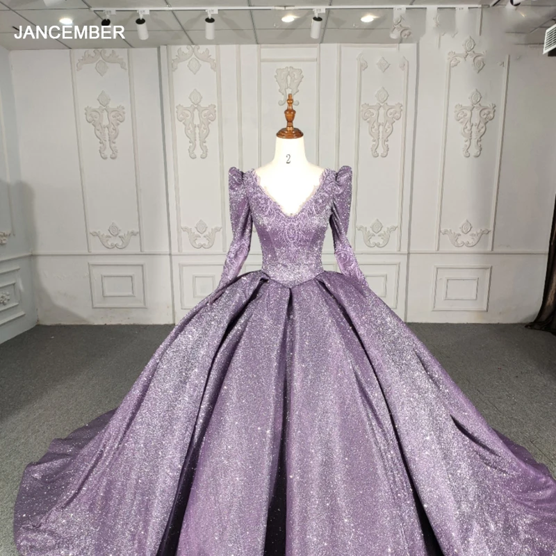 

JANCEMBER Quinceanera Dresses Ball Gown Flower Purple V-neck Beading Lace 16 Birthday Princess Gown 2022 DY1112 Bar Mitzvah