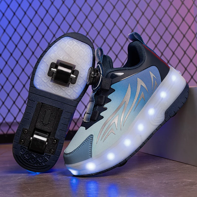 كعب للأولاد بعجلتين قابل للسحب: أحذية صيفية غير مرئية للأطفال الأكبر سنًا