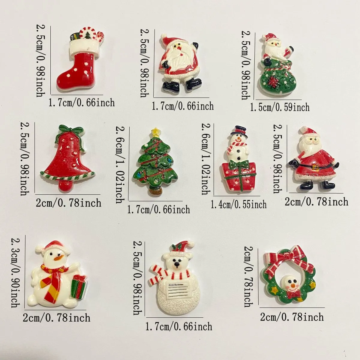 20pcs Resin Colorful Lots of Mode Santa Claus Snowman Tree Flat back Cabochon Stone Christmas Ornaments DIY Scrapbooks Figurines