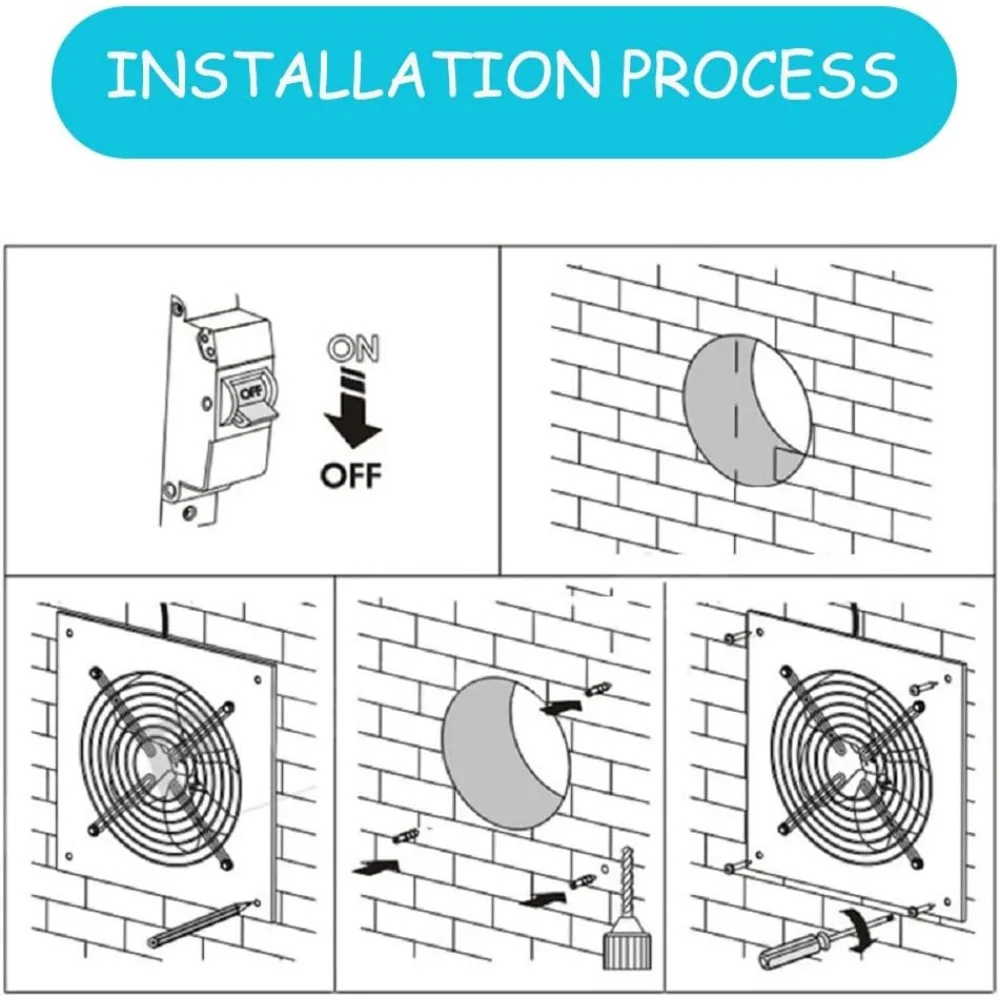 8 inch Exhaust Fan, 735CFM Wall Mounted Vent Fans, Ventilation Blower for Ceiling Bathroom Attic Window