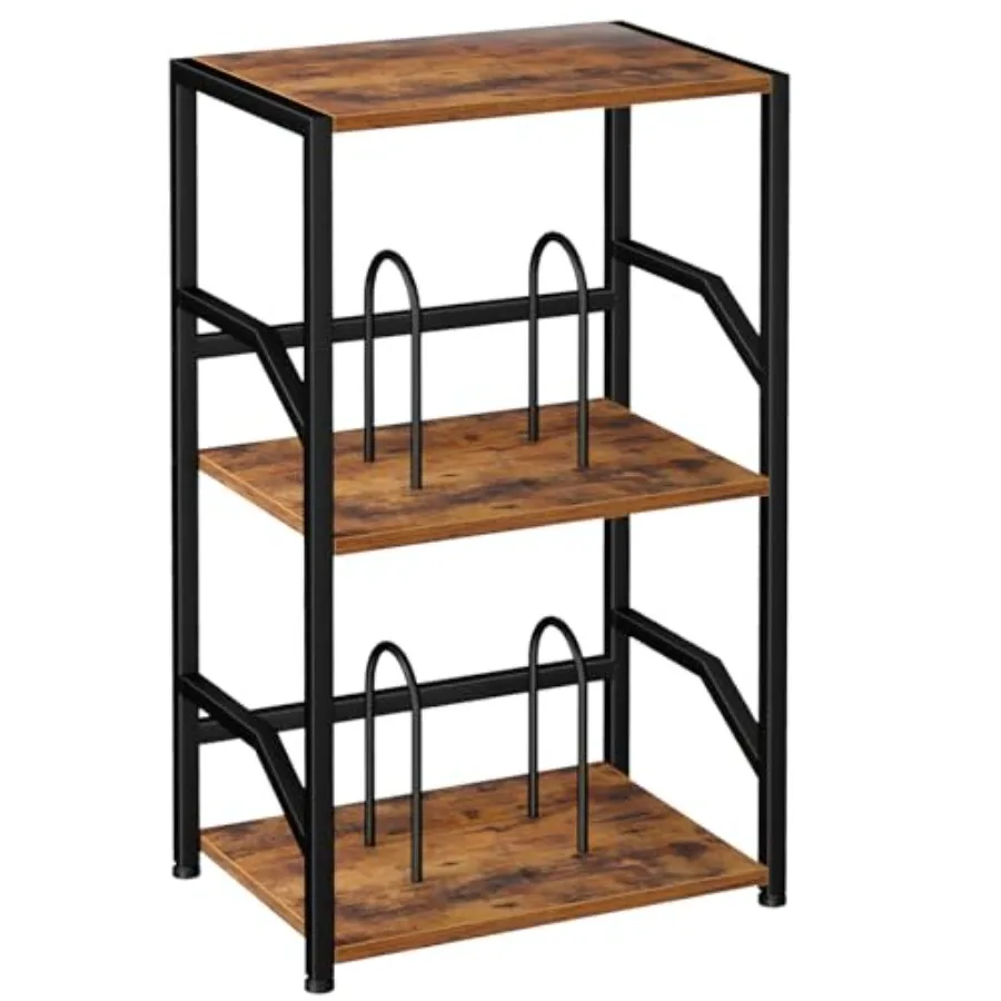 

Record Player Stand Vinyl Record Storage Up to 200 Albums 3 Tier End Table with Removable Dividers Tall Side Table for Living R