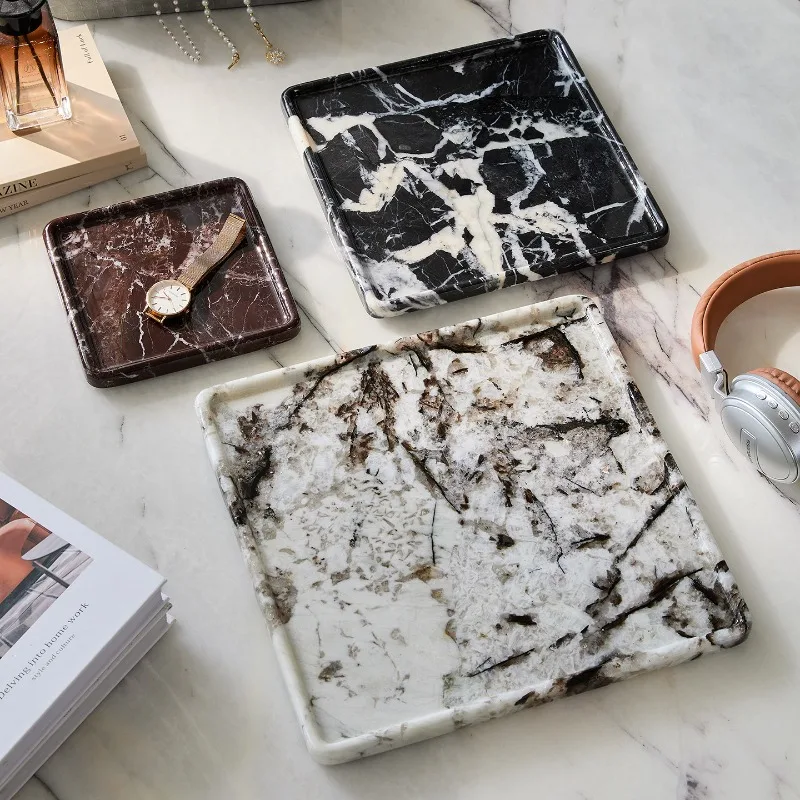 Natural Fancy Stone Storage Tray Luxury Aroma Key Cosmetic Organizer for Entryway Hotel Tabletop Decor
