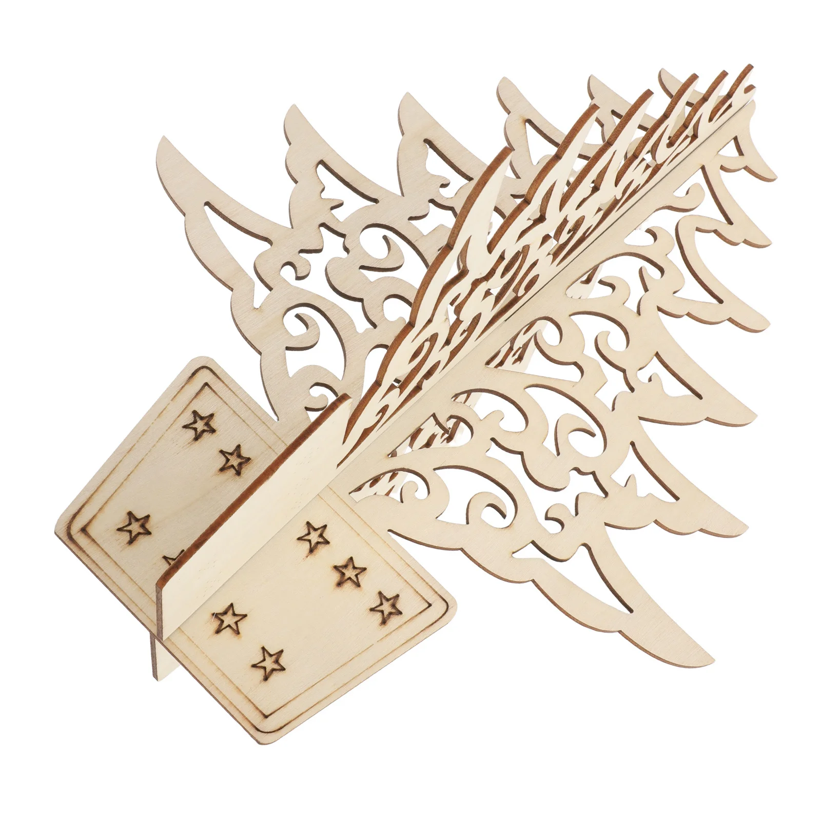 

Crafted Wooden Xmas Tree Ornament 3D Hollow Design Delicate Carving Elegant Unique Christmas Party Table Desk Decor