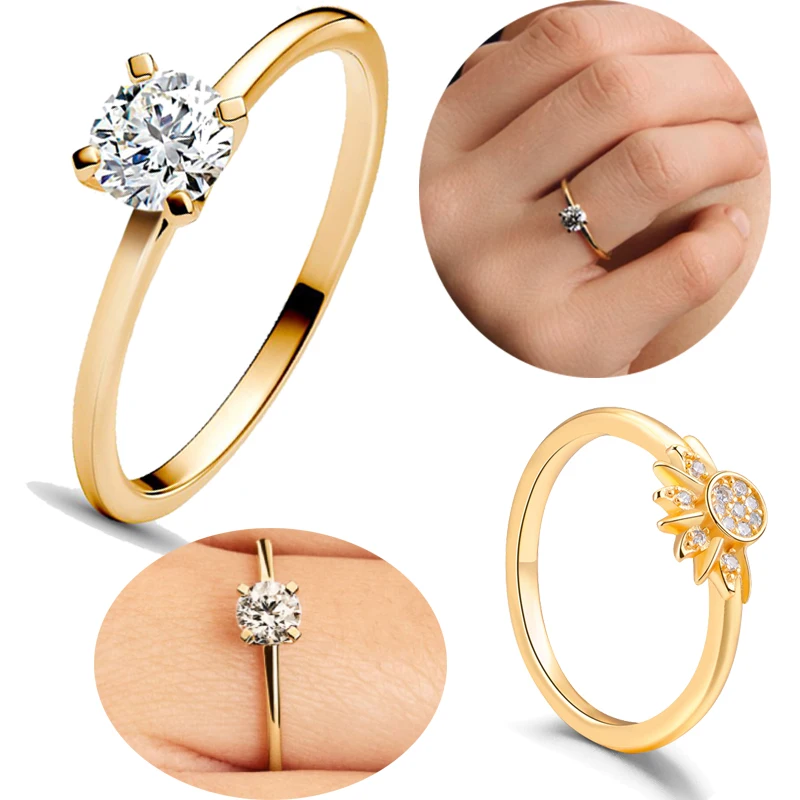 

New Hot Selling 925 Sterling Silver Zircon Gold Ring, Suitable For Elegant And Fashionable Jewelry Of Ladies With Temperament