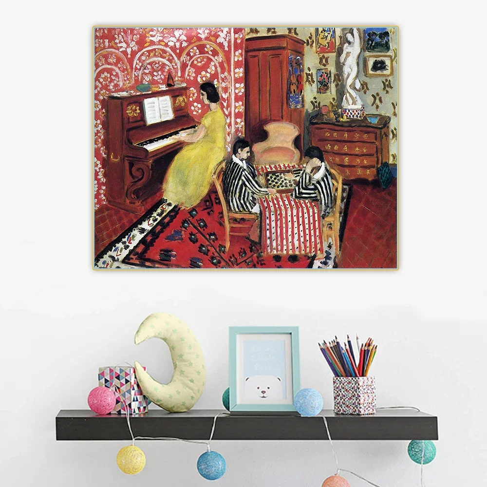 Citon Henri Matisse《Pianist and Checker Players》Canvas Oil Painting Artwork Poster Picture Wall Decor Backdrop Home Decoration