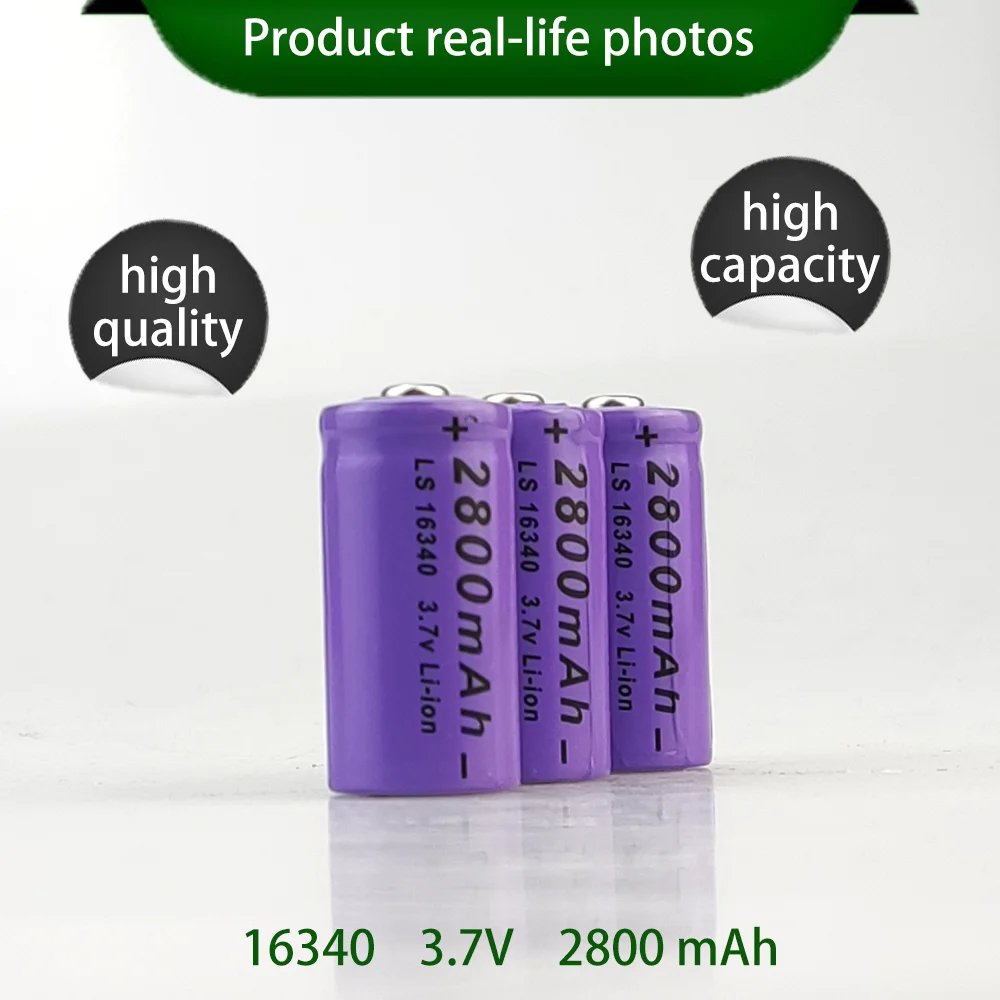 Batterie lithium-ion aste avec chargeur L70 Plus, caméra de sécurité, CR123A RCR 16340, violet, 2800mAh, 3.7V ICR, 123