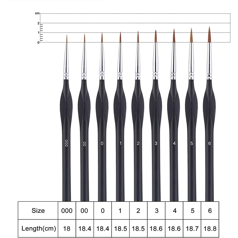 Detail Paintbrushes-9 Piece Detail Brush Set For Acrylic,Watercolor, Oil, Model -Small Paintbrush With Triangular Handle