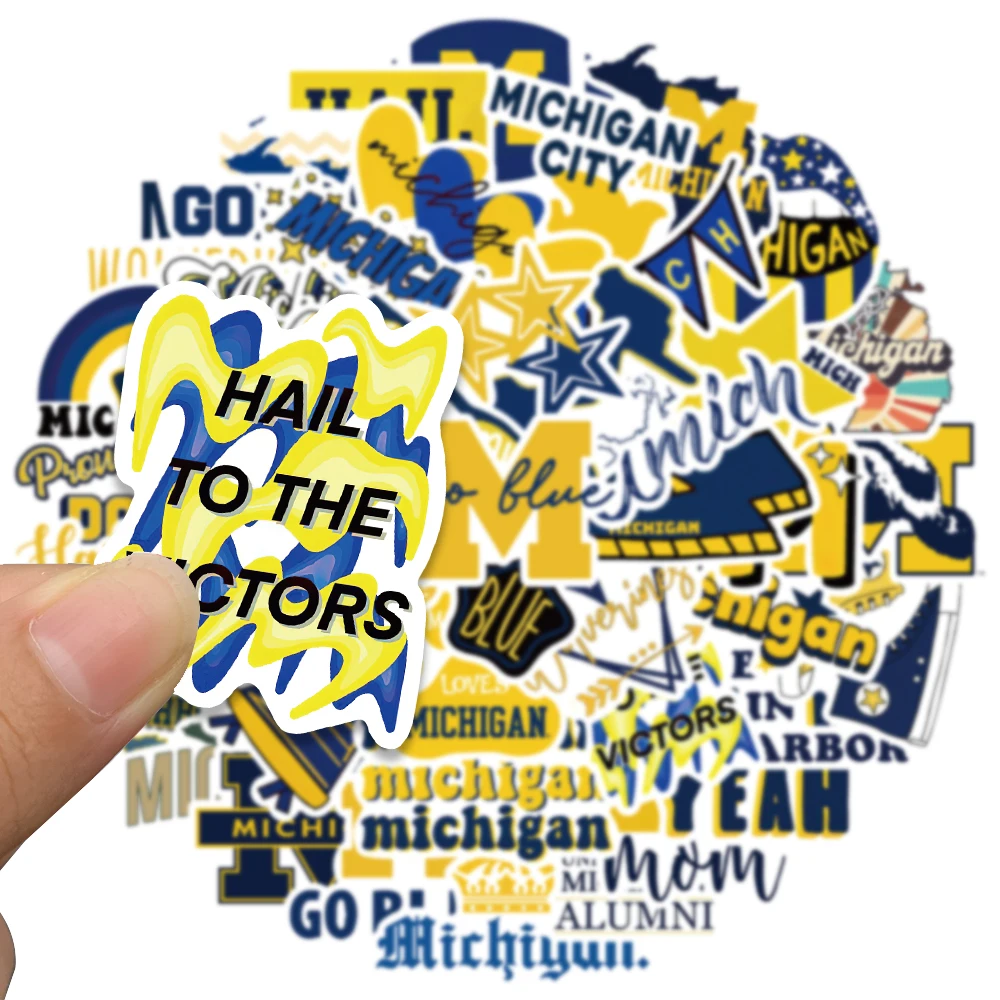 50pcs University of Michigan Stickers Aesthetic Graffiti Decals Laptop Luggage Guitar Skateboard Phone Car Stationery Sticker