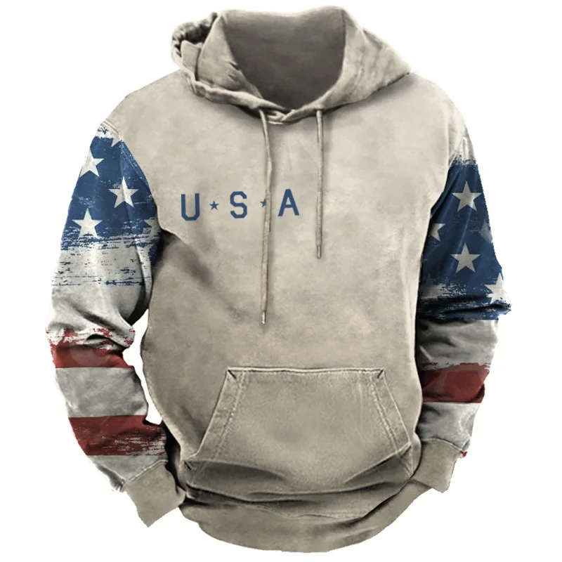 Men's Hoodie 3D American Print Sweatshirt For Men Harajuku Hooded Shirt Pullover Casual Clothes Sport Streetwear Men's Clothing