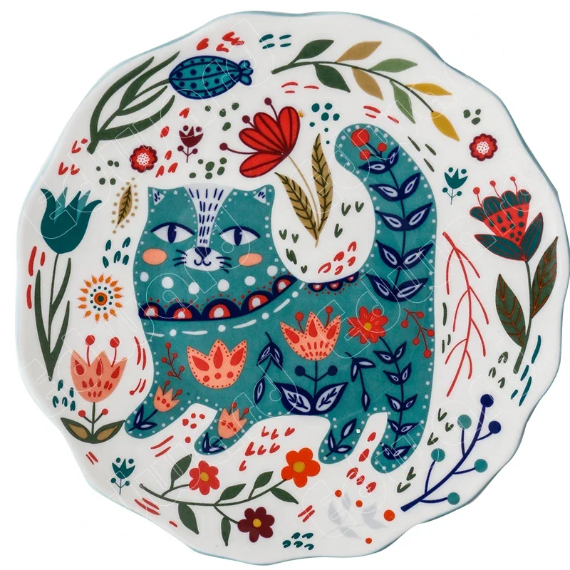European Style Dinner Plate Ceramic Plates Household Restaurant Design Steak Pasta Dishes Living Room Tableware Set Modern Decor