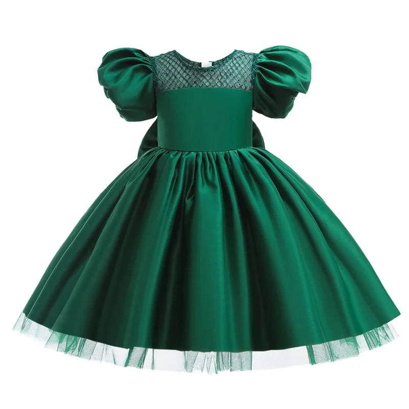 Kids Christmas party dress for girls Children costume puff sleeve birthday wedding prom gown girl formal bridesmaid dresses