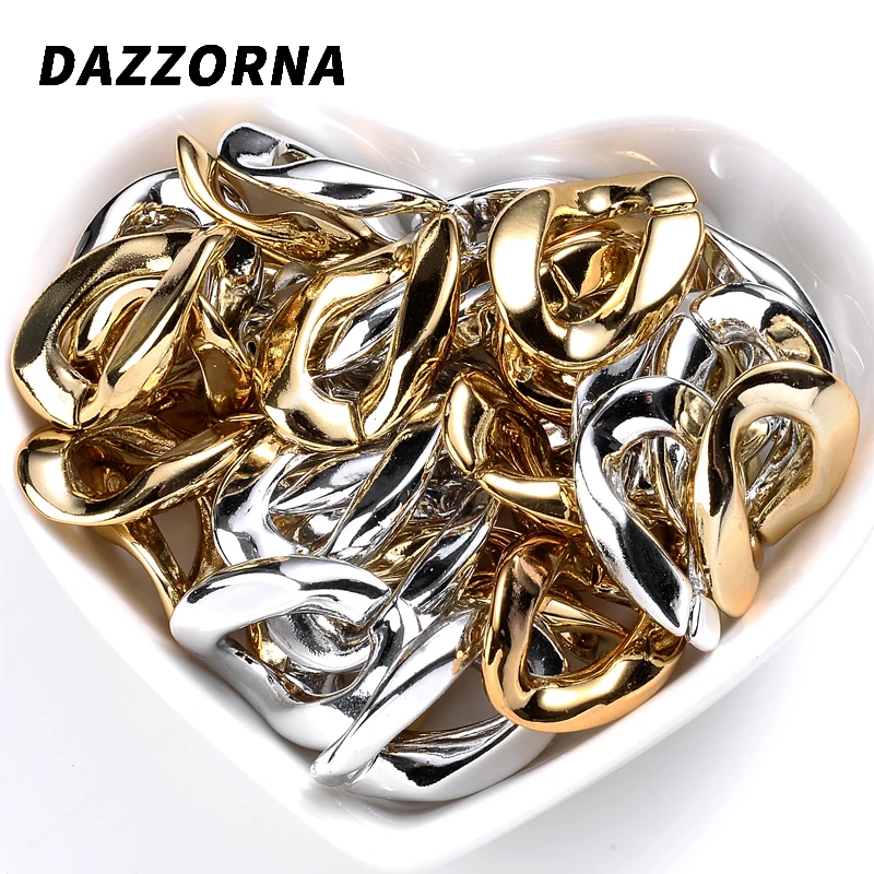 Bijoux JOLinks en plastique or argent, porte-clés à maillons en acrylique, collier, bracelet, cadeau exécutif, 16x23mm, lot de 30 pièces