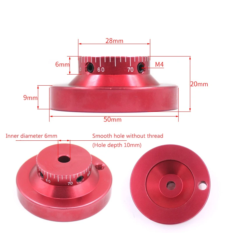 Aluminum Alloy Hand Wheel Machine Tool Glue Small Handle DIY Lathe Rotating Jackscrew Fixed Light Hole Mechanical Accessories