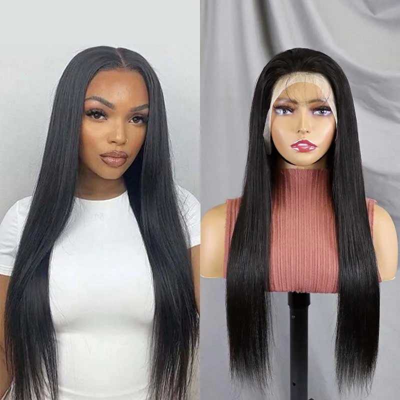 24 Inch Black Straight Color Wigs13X4 SD Clear Front Lace  Wig  Human Hair for Black Women Human Hair Pre Plucked with Baby Hair