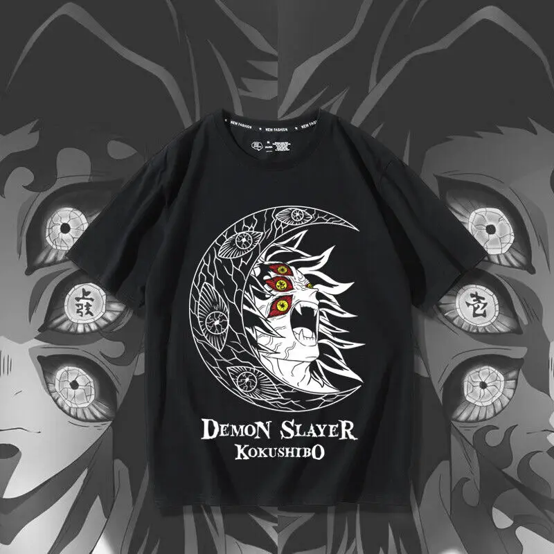 

Anime Kimetsu no Yaiba Kokushibo Cosplay Men's Short Sleeve T-shirt Tee Top New
